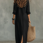 Soline | Vestido maxi com botões e decote em V relaxado