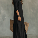 Soline | Vestido maxi com botões e decote em V relaxado