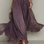 Flavia | Vestido Longo Elegante Violeta Decote Gota Renda
