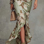 Anastasia | Vestido Longo em Cetim com Estampa Floral