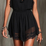Mélaine | Macacão Mini Preto com Rendas