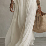 Indara | Vestido longo branco com decote em V