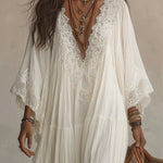 Indara | Vestido longo branco com decote em V