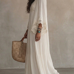 Indara | Vestido longo branco com decote em V