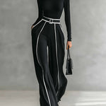 Céline | Conjunto Chic com Gola Alta & Calças Largas