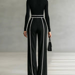 Céline | Conjunto Chic com Gola Alta & Calças Largas