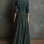 Margaux | Vestido Camisa Longo com Gola Vichy Verde