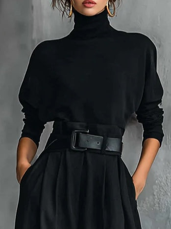 Victoire | Conjunto Preto com Gola Alta & Calças
