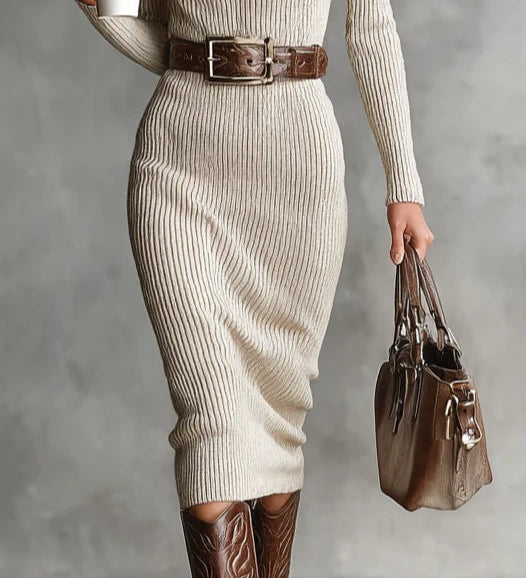 Sylvie | Vestido de Malha com Gola Semi-Montante