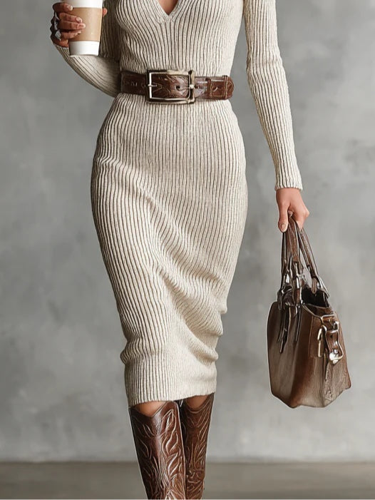 Sylvie | Vestido de Malha com Gola Semi-Montante