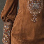 Emilienne | Mini-Robe Vintage em Suédine Bordada