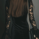 Mélanie | Vestido Mini em Veludo & Renda Luna