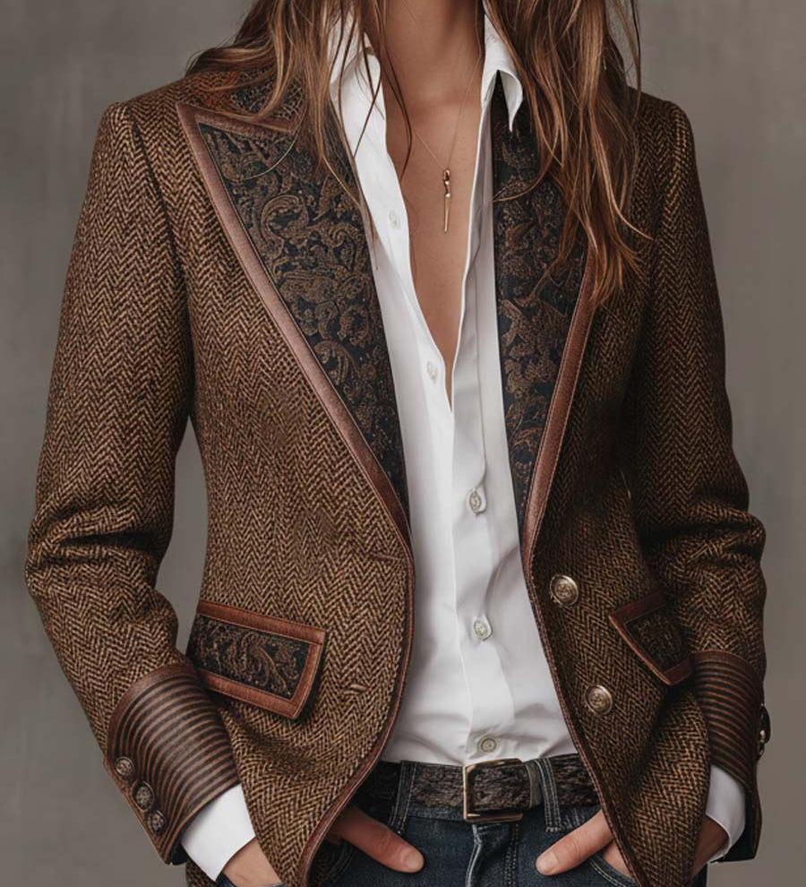 Hollis | Blazer com Painel em Padrão Chevron