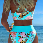 Biquíni com estampado floral em contraste e fenda
