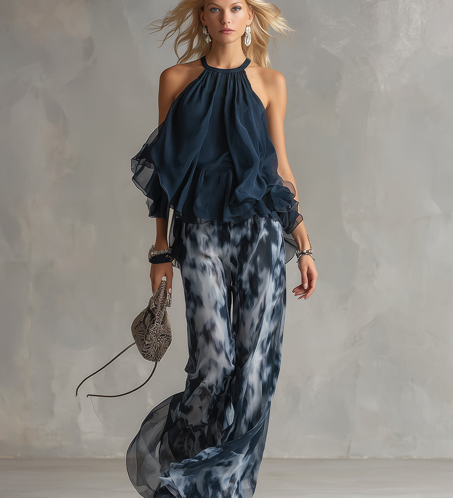 Élise | Conjunto elegante e leve com top fluido e calças largas