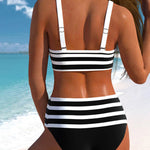 Martina™ | Bikini de riscas de cintura alta