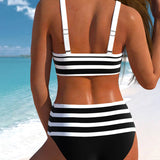 Martina™ | Bikini de riscas de cintura alta