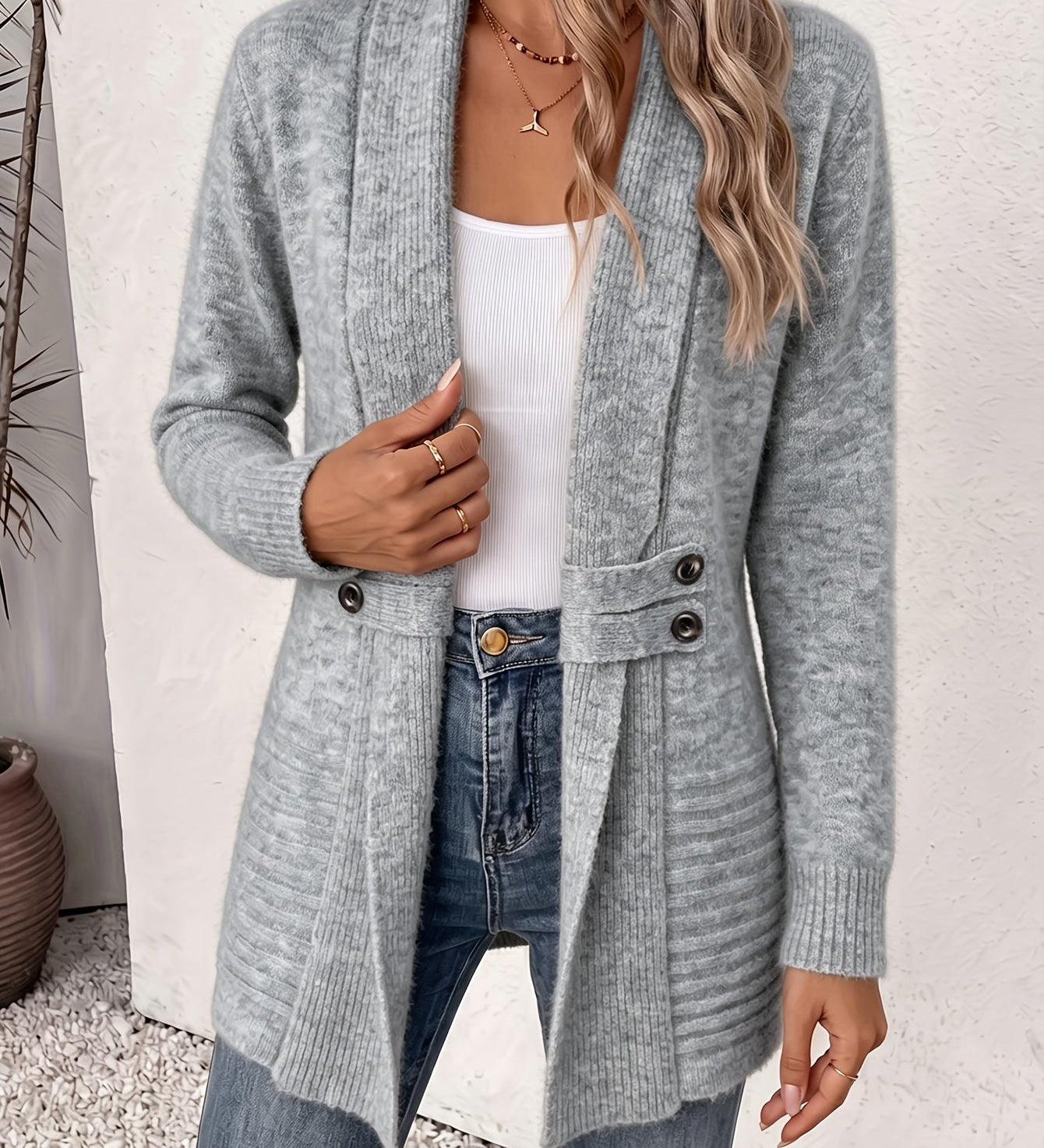 Elegante Cardigan para Mulheres - Frente Aberta & Cintura Ajustada