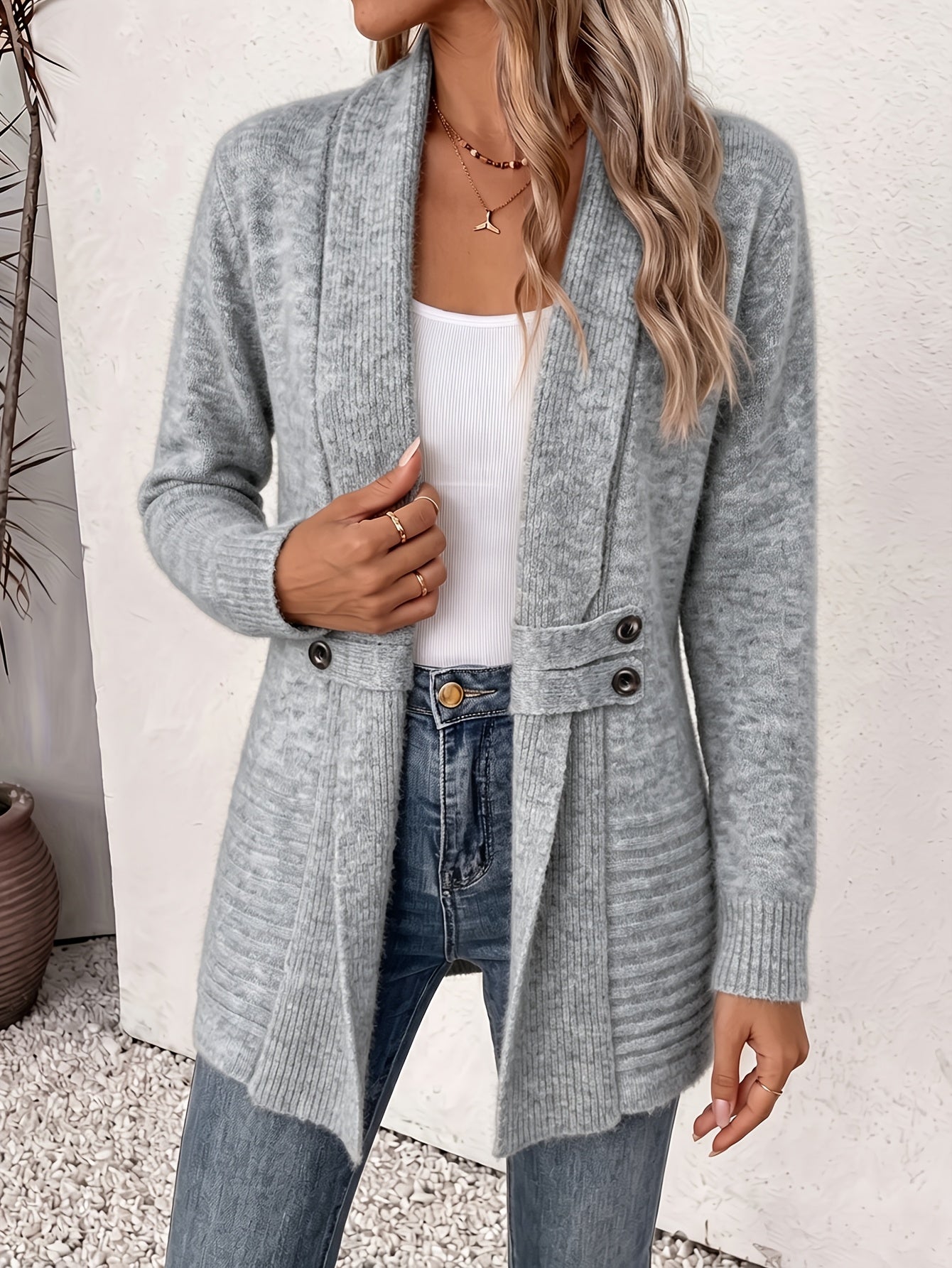 Elegante Cardigan para Mulheres - Frente Aberta & Cintura Ajustada
