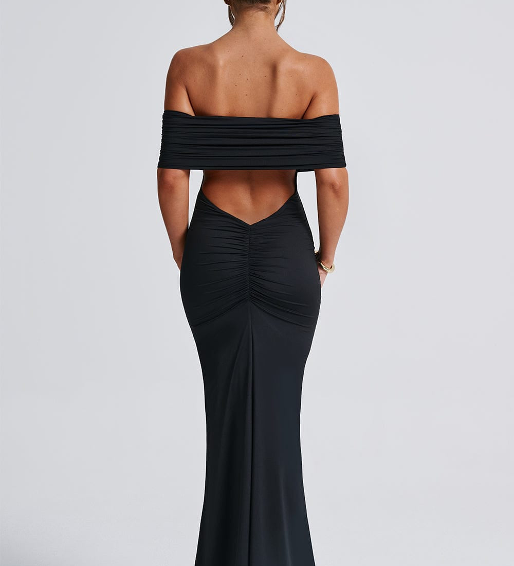 Tindra | Robe longa Bardot refinada