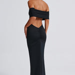 Tindra | Robe longa Bardot refinada