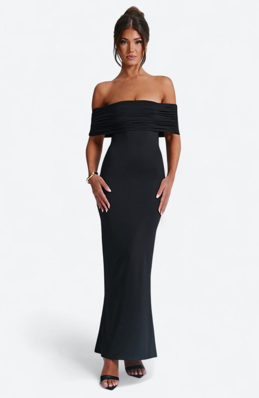 Tindra | Robe longa Bardot refinada