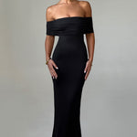 Tindra | Robe longa Bardot refinada