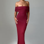 Tindra | Robe longa Bardot refinada
