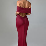 Tindra | Robe longa Bardot refinada