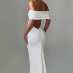 Tindra | Robe longa Bardot refinada