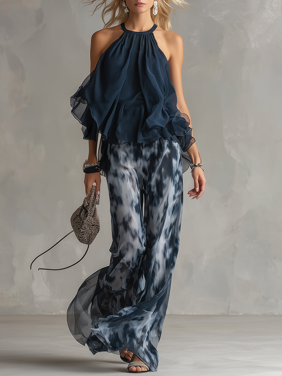 Élise | Conjunto elegante e leve com top fluido e calças largas