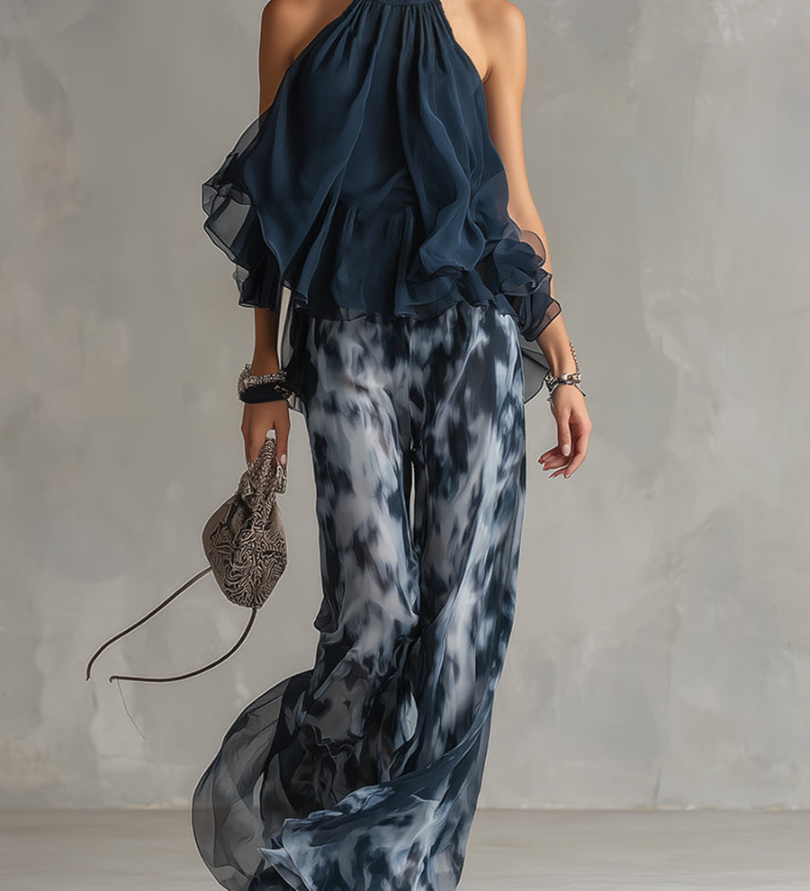Élise | Conjunto elegante e leve com top fluido e calças largas