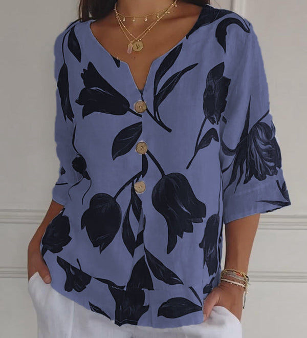 Despoina™ | Top floral com botões