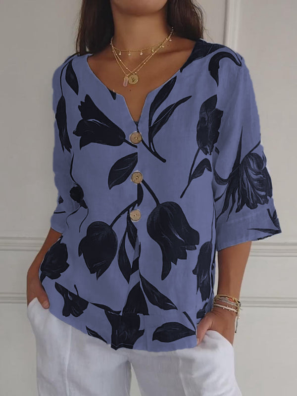Despoina™ | Top floral com botões