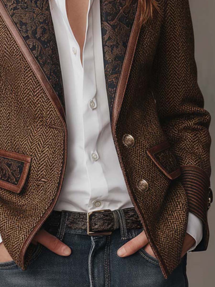 Hollis | Blazer com Painel em Padrão Chevron