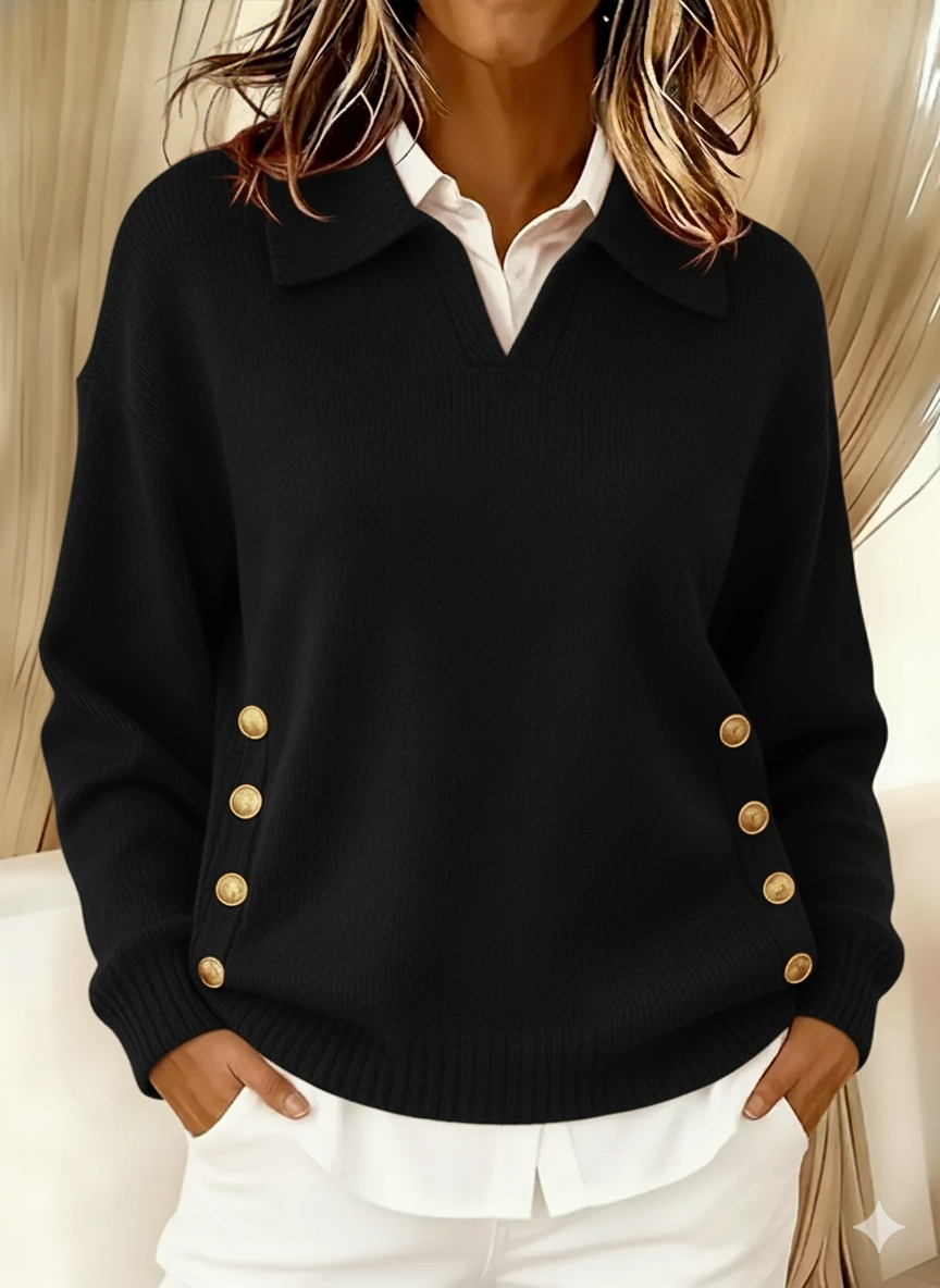 Vicenta | Jersey com Gola Polo e Botões