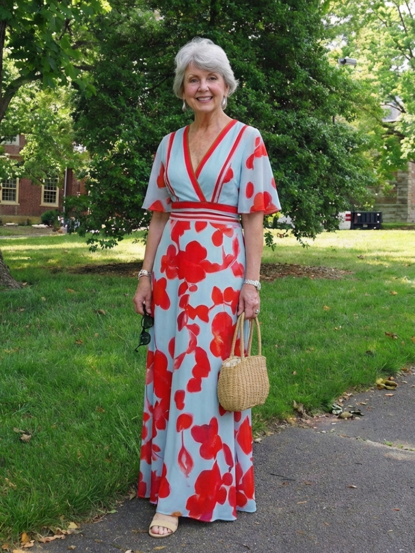 Florença | Robe maxi com flores e decote em V