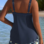 ALBA™ | Tankini Listrado de Duas Peças Curto de Praia