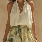 Lysandra | Conjunto Fluido Impresso Lírio Elegante