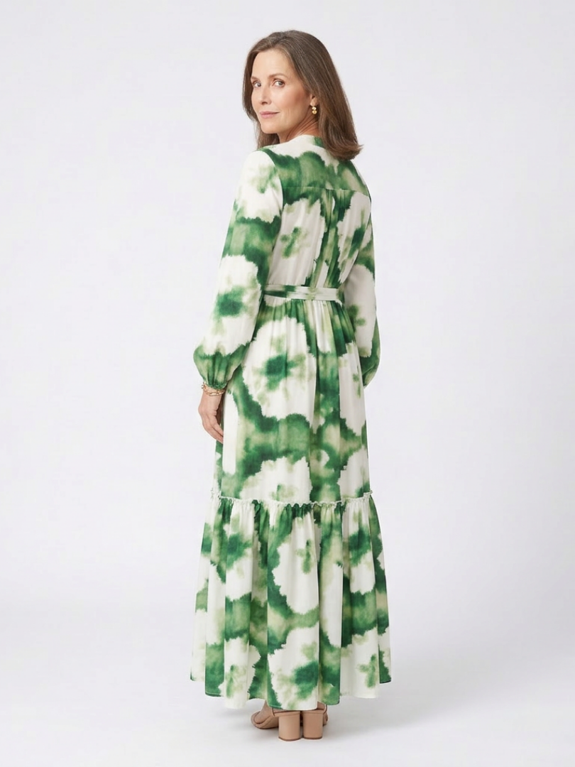 Sophie | Vestido maxi de mangas longas e cintura atada