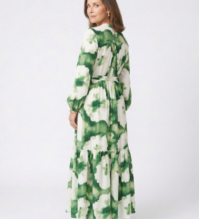 Sophie | Vestido maxi de mangas longas e cintura atada