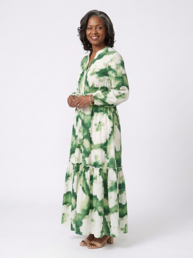 Sophie | Vestido maxi de mangas longas e cintura atada