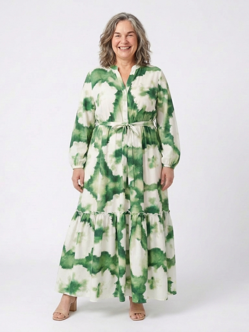 Sophie | Vestido maxi de mangas longas e cintura atada