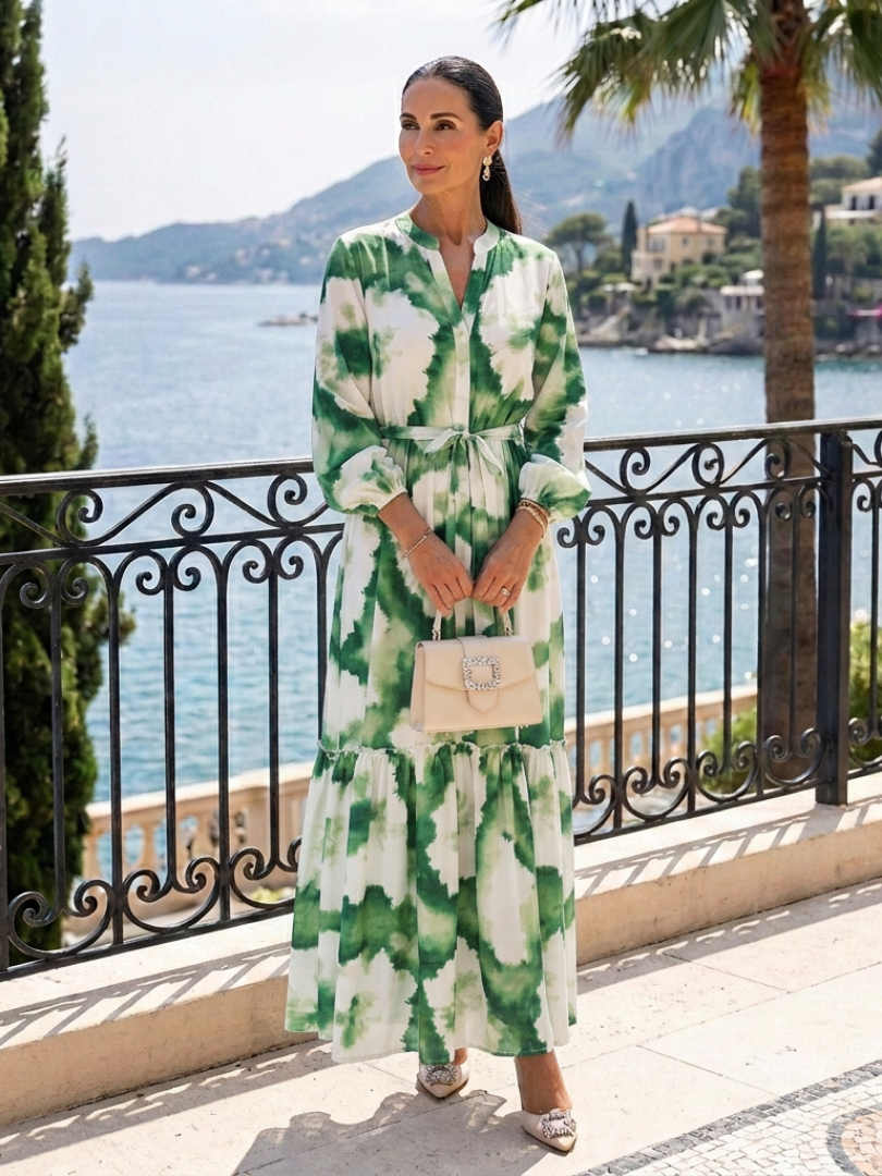 Sophie | Vestido maxi de mangas longas e cintura atada
