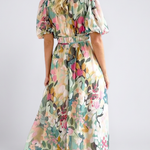 Audrey | Vestido midi de mangas curtas e cintura franzida