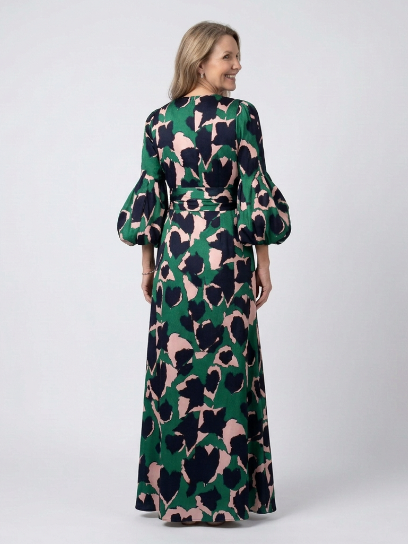 Léa | Vestido maxi de mangas longas e cintura atada