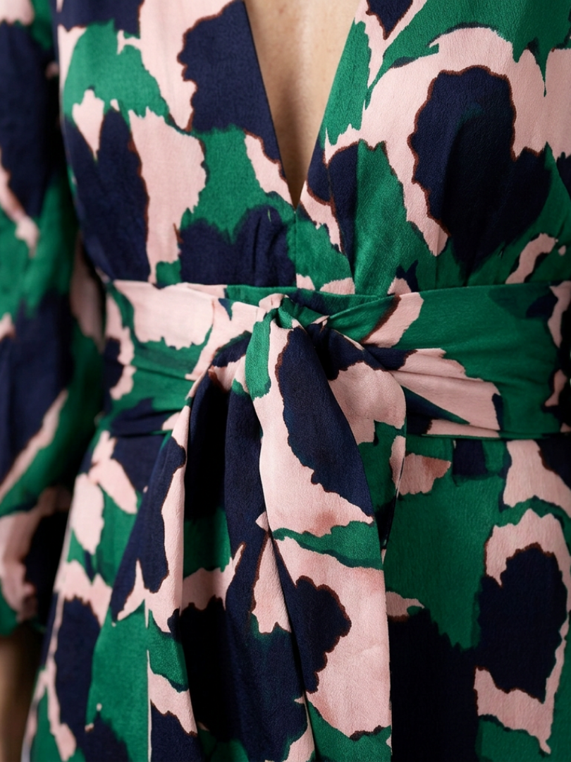 Léa | Vestido maxi de mangas longas e cintura atada