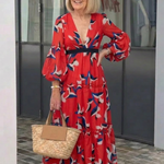 Léa | Vestido maxi de mangas longas e cintura atada