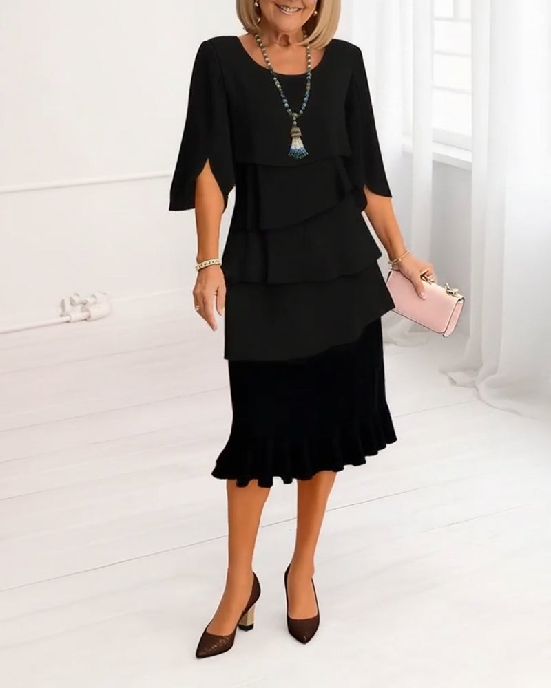 Sophie – Vestido elegante fluido com volantes