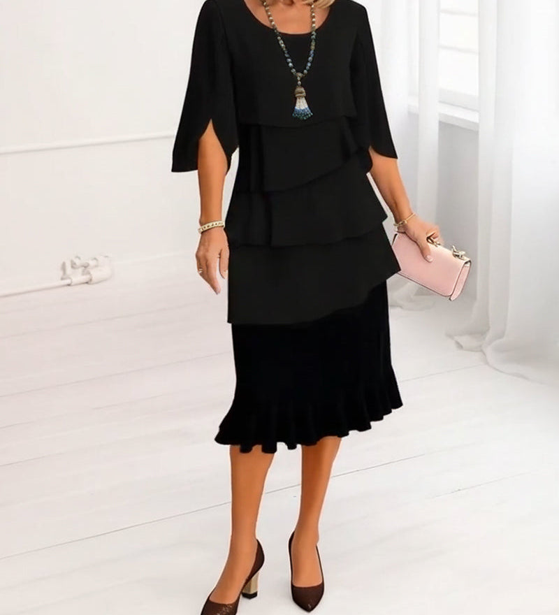Sophie – Vestido elegante fluido com volantes